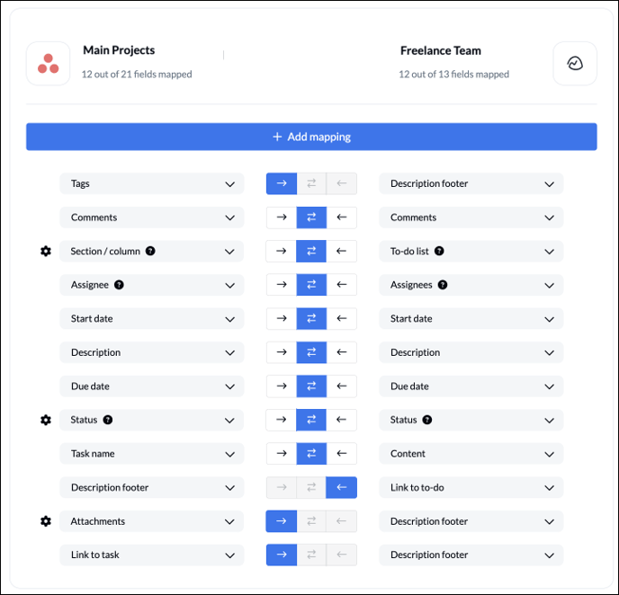 Asana Basecamp Fields