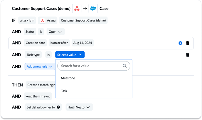 Asana Rules Set if Milestone