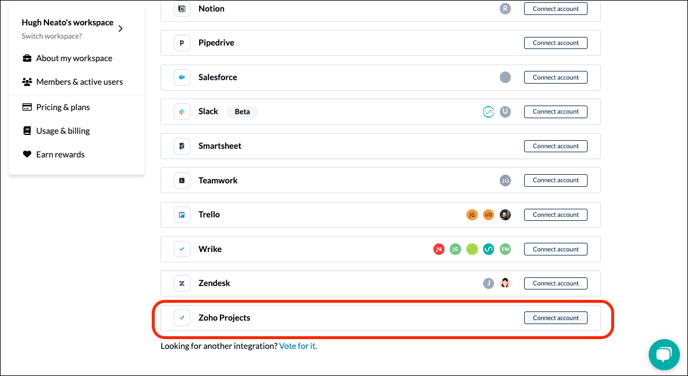 Connect Zoho Projects Account-1