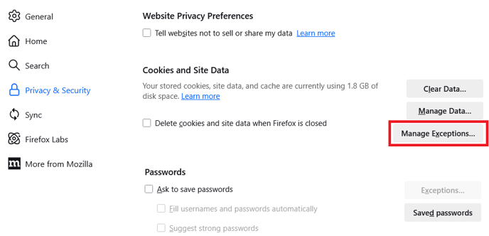 Firefox cookies 4