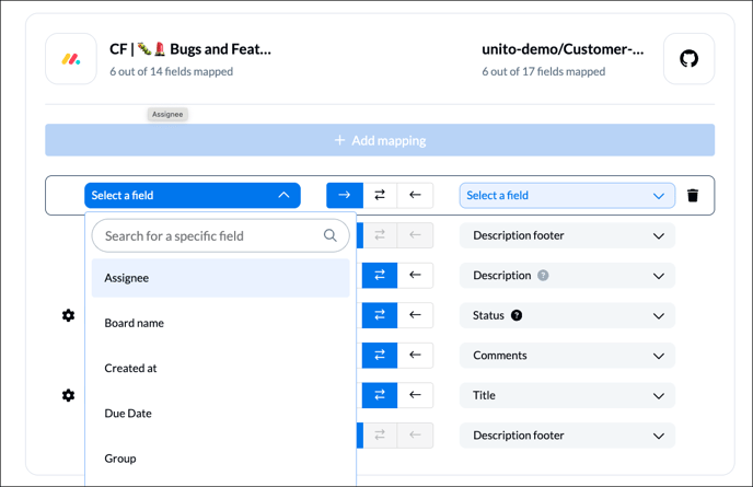 Select field mappings