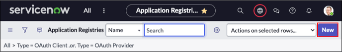 ServiceNow New Application Registry