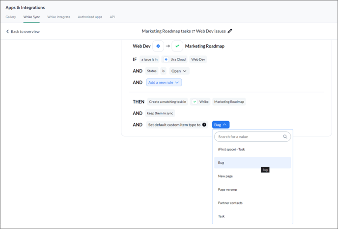 Wrike Sync rules 2