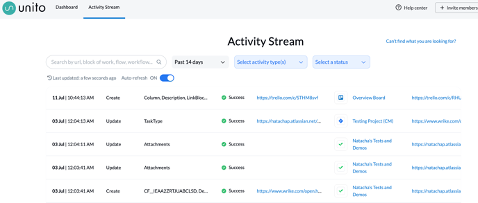activity stream screenshot