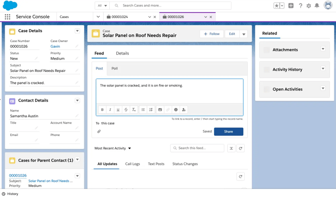 salesforce work item screenshot
